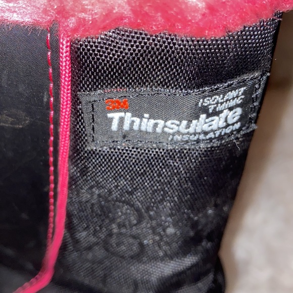 3 m Thinsulate Insulated Black Pink Faux  Fur Duck Snow Boots Size 6 - Picture 5 of 7